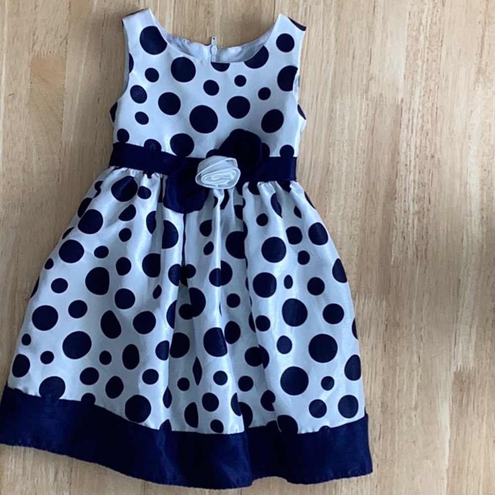 Jenny & Me polka dot dress, Navy Blue & White, 3T, like new